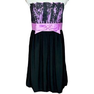 Y2K Gunne Sax By Jessica McClintock Black and Purple Lace Semi Formal Dress 9